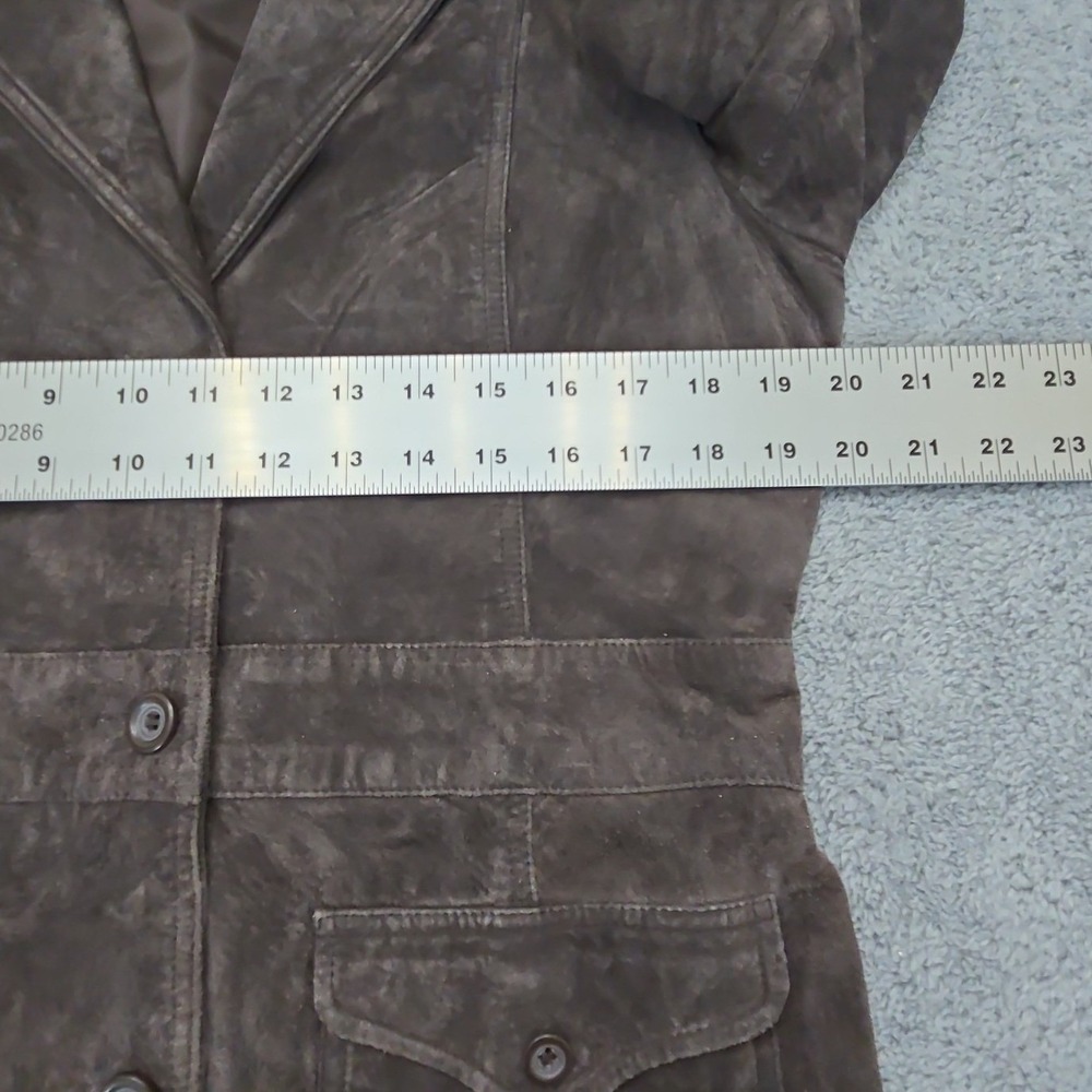 Liz Claiborne Genuine Suede Leather Blazer Jacket Brown Size Medium Y2K - Picture 6 of 9